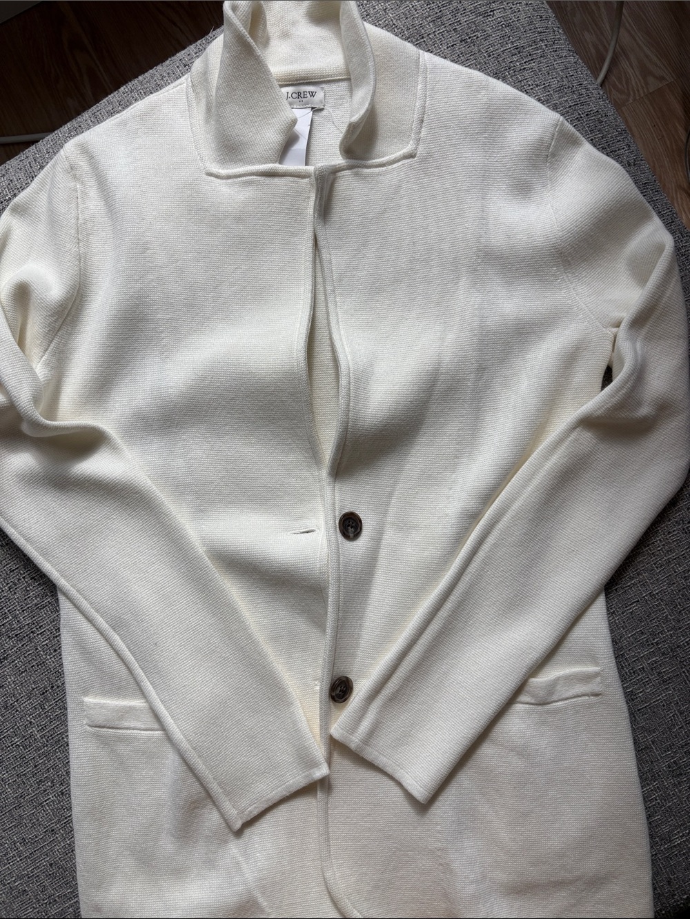 J. Crew Cream Button-Front Knit Cardigan